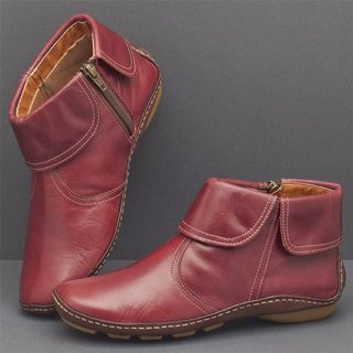 Justfashionnow Boots Casual Round Toe Flat Heel Khaki Boots