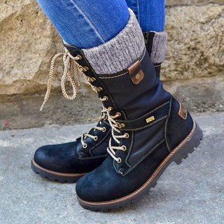 Justfashionnow Boots Red Round Toe Flat Heel Boots