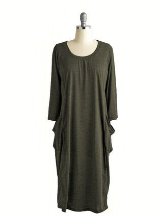 women batwing pockets casual solid dress