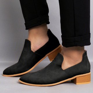 Women Cut Out Ankle Slip On Booties Low Heel Cute Short Boots