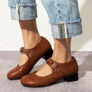 mary janes blue summer low heel vintage women shoes