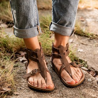 ankle strap buckle flip flop gladiator thong flat sandals