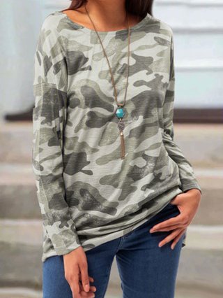 Crew Neck Casual Long Sleeve Shirts Blouses Justfashionnow Com