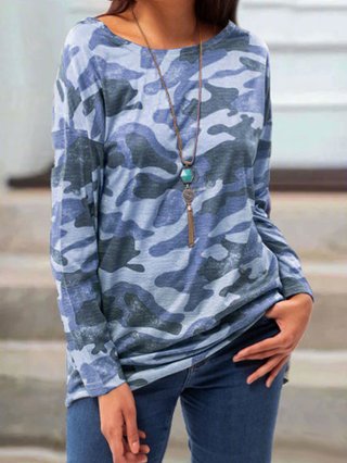 Crew Neck Casual Long Sleeve Shirts Blouses Justfashionnow Com