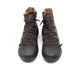 flat leather lace up boots