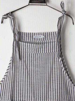 Summer Vintage Black Gray Linen Stripes Casual Pants Romper