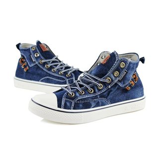 blue denim lace up sneaker