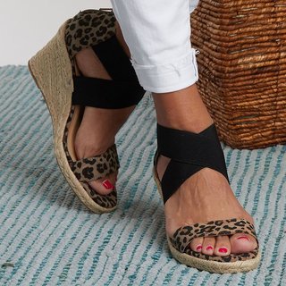 leopard wedge heels