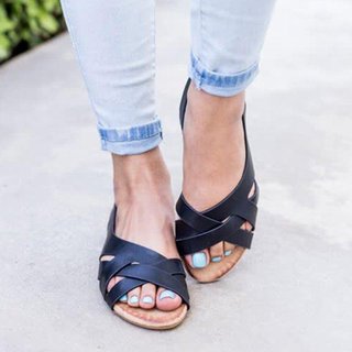 Justfashionnow Sandals Black Open Toe Low Heel Casual Sandals
