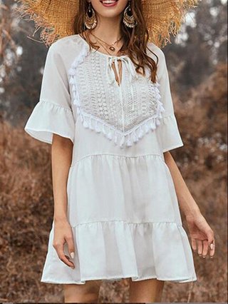 white casual frocks
