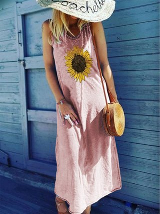 Justfashionnow Shirt Dress Floral Dresses Casual Shift Crew Neck