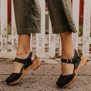 Justfashionnow Sandals Black Wedge Heel Casual Closed Toe Sandals