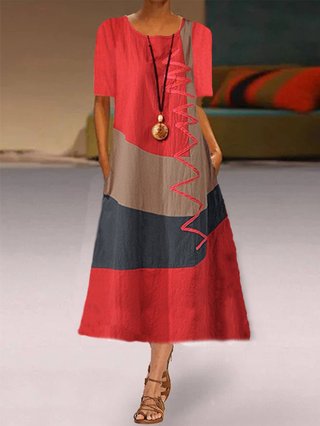 casual short sleeve midi dress