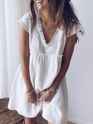 white v neck sundress