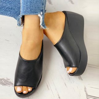 open toe wedge slippers