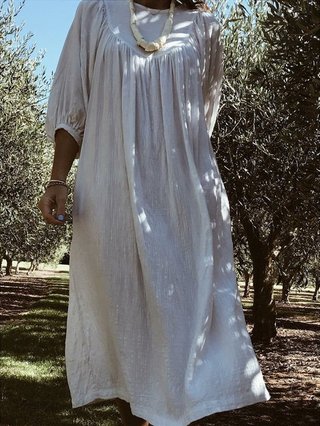 white bohemian midi dress