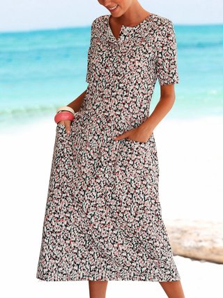 Justfashionnow Sundress 1 Casual Dresses Holiday Crew Neck Pockets