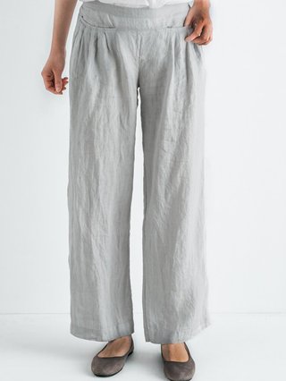 Light Gray Casual Plain Cotton Blend Pants Justfashionnow