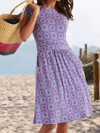 purple summer dress womens