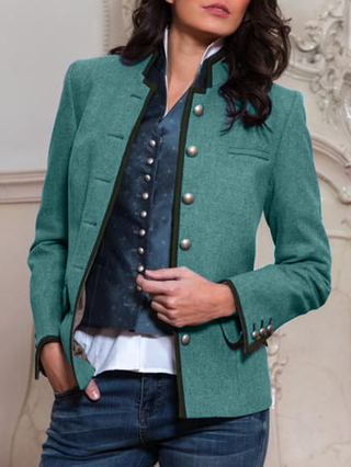 Blue Wool Blend Casual Coats Justfashionnow Com