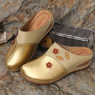 Justfashionnow Sandals Wedge Heel Casual Closed Toe Golden Sandals