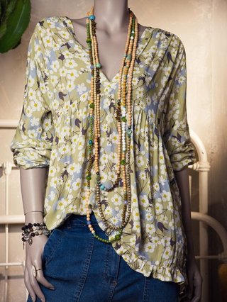 Green Floral Holiday Shirts Blouses Justfashionnow