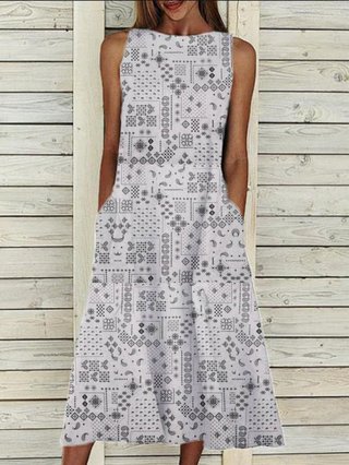 Justfashionnow Summer Dresses 1 Sundress Daily Round Neck Pockets Sleeveless Simple Dresses
