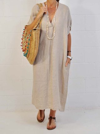 Justfashionnow Summer Dresses Sundress V Neck Casual Short Sleeve