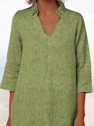 Green Cotton Blend Vintage Solid Shirts Blouses Justfashionnow