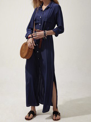 blue shift dress with sleeves