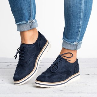 Women S Lace Up Perforated Oxfords Shoes Plus Size Casual Shoes