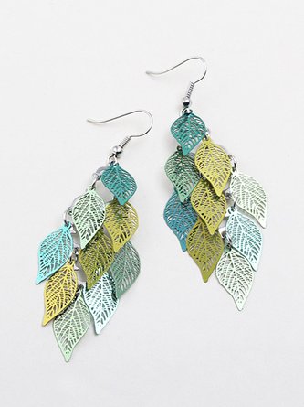 Womens Leaf Copper Colorful Leaves Earring