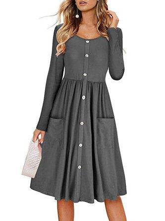 Spring Dresses Fashion Styles Newly Online Swing Women Daily Long Sleeve Statement Cotton Blend Paneled Elegant Dress