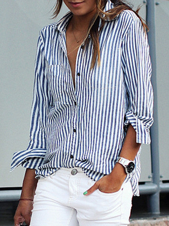 Shirt Collar Buttoned Long Sleeve  Shirt