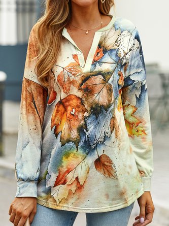 Casual Loose Polyester Fibre Sweatshirt