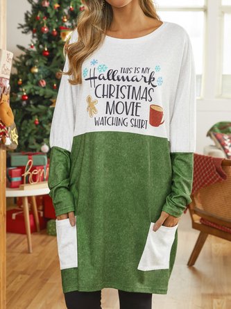 Regular Fit Christmas Cotton-Blend Dress