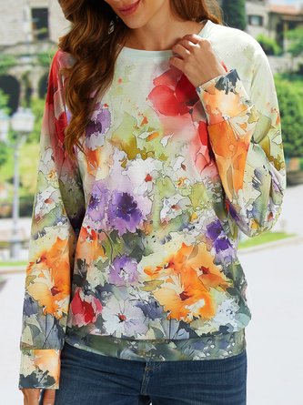 Holiday leaves and flowers loose top sweater