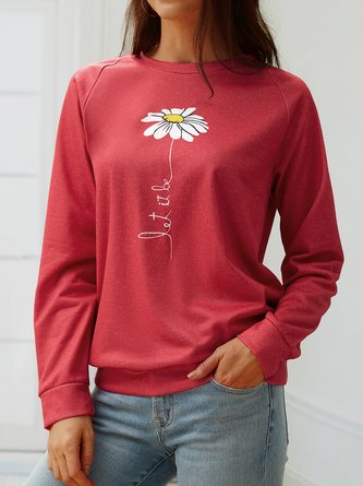Round Neck Printed Regular Fit Sweatershirt