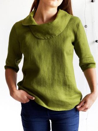 Justfashionnow 1 Blue Green White Orange Red Women Tops Linen Cowl