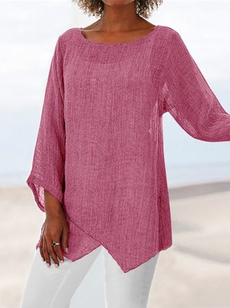 Asymmetric Linen Women Tunic Blouses