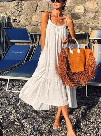 white cotton boho dress