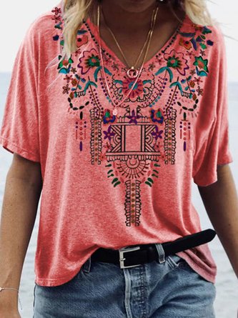 V Neck Boho Shirt Blouses