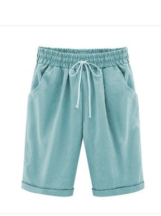 Women Pockets Cotton-Blend Casual Shorts With Shorts Shorts