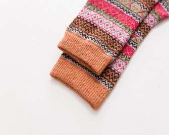 Casual Vintage Christmas Warm Red Knitted Striped High-Elastic Socks