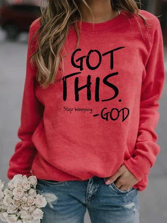 Crew Neck Long Sleeve Cotton Letter Sweatshirt