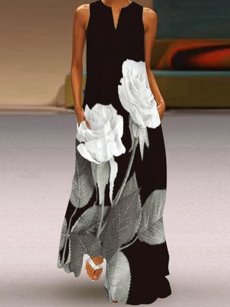 Floral Sleeveless Casual Dresses