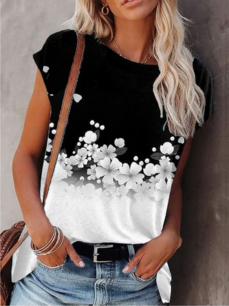Floral Short Sleeve Casual T-shirt