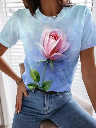Floral Floral-Print Short Sleeve T-shirt