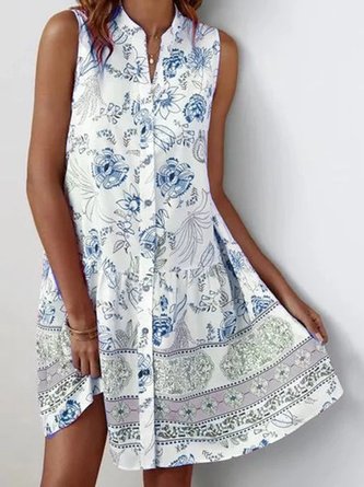 Short Sleeve Casual Printed Weaving Dress