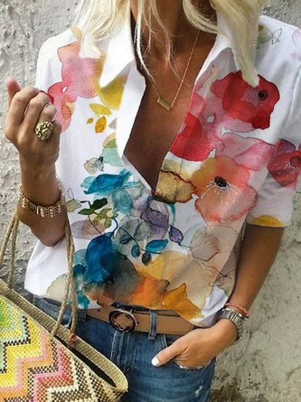 JFN Collar Floral Casual Shirt